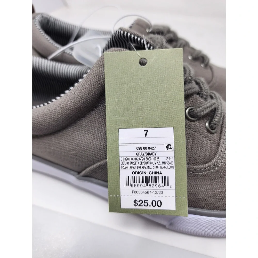 Goodfellow & Co Mens Low Top Lace Up Sneakers Gray Canvas Casual Size 7